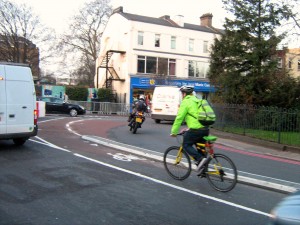 Cyclist using the cycle lane